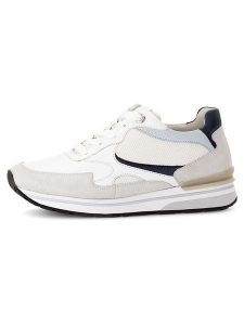 Gabor Skórzane sneakersy w kolorze biało-beżowym rozmiar: 37,5. Białe trampki Gabor, bez wzorów, z materiału, bez zapięcia. Za 198,10 zł.