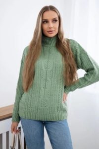 Sweter z półgolfem ciemny miętowy. Zielone długie swetry KESI, bez wzorów, z wełny. Za 150,97 zł.