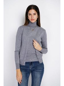 ASSUILI 2-częściowy zestaw w kolorze szarym rozmiar: 40. Szare golfy Assuili, bez wzorów, z kaszmiru. Za 236,45 zł.