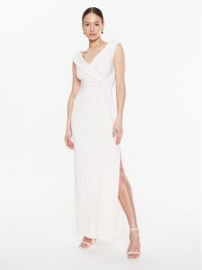 Lauren Ralph Lauren Sukienka wieczorowa 253863940001 Écru Slim Fit. Sukienki Lauren Ralph Lauren, bez wzorów, z syntetyku, wizytowe, bez kołnierzyka, bez ramiączek. Za 689,99 zł.