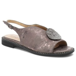 Sandały damskie S.Barski, cholewka ze skóry ekologicznej zapinane na sprzączkę, szare, KV61-6035. Szare sandały S.BARSKI, bez wzorów, ze skóry ekologicznej, bez obcasa, bez zapięcia. Za 129,00 zł.