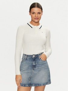 Tommy Jeans Sweter DW0DW19887 Écru Slim Fit. Swetry klasyczne Tommy Jeans, l, z bawełny, bez kołnierzyka. Za 439,99 zł.
