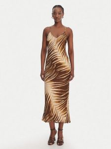 Just Cavalli Sukienka letnia 80PAO925 NS819 Beżowy Slim Fit. Brązowe sukienki Just Cavalli, na lato, bez wzorów, z wiskozy, bez kołnierzyka, bez ramiączek. Za 687,99 zł.