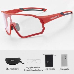 Okulary rowerowe / sportowe fotochrom ROCKBROS UV400 (10137) czerwone. Czerwone okulary przeciwsłoneczne ROCKBROS. Za 95,99 zł.