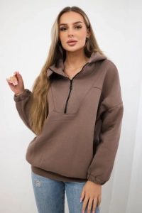 Bluza z kapturem mocca. Bluzy KESI, l, bez wzorów, z bawełny, z kapturem. Za 218,51 zł.