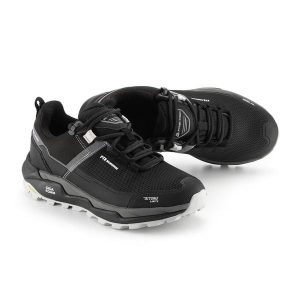 Niskie buty terenowe wodoodporne unisex Alpine Pro Qede 2. Czarne buty trekkingowe Alpine Pro, bez zapięcia. W wyprzedaży za 449,00 zł.