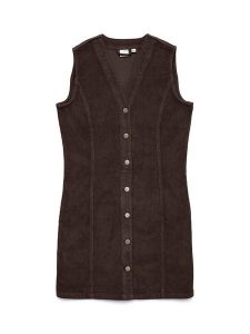 Vero Moda Sukienka codzienna Eden 10333959 Brązowy Regular Fit. Brązowe kombinezony Vero Moda, na co dzień, xs, bez wzorów, z bawełny, bez kołnierzyka, bez ramiączek, proste. Za 169,99 zł.