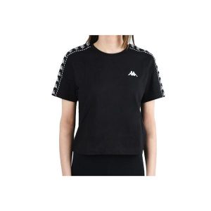 Kappa Inula T-Shirt, damski t-shirt. Czarne t-shirty Kappa, s, bez wzorów, z bawełny, bez kołnierzyka, bez ramiączek. Za 69,99 zł.