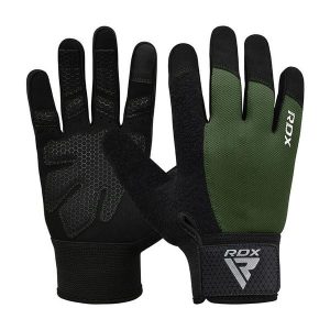 Rękawiczki RDX W1F Full Finger. Zielone rękawiczki RDX SPORTS, bez wzorów. Za 79,99 zł.