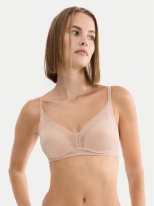 Triumph Biustonosz bezfiszbinowy Breathe & Lift Smart 10226333 Beżowy. Brązowe biustonosze Triumph, bez wzorów, z syntetyku. Za 159,99 zł.