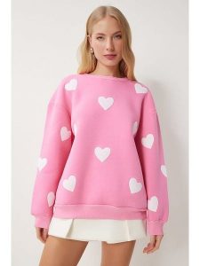 Happiness Istanbul Bluza w kolorze jasnoróżowo-białym rozmiar: 40. Białe bluzy Happiness Istanbul, bez wzorów, z bawełny, bez kaptura. Za 105,14 zł.