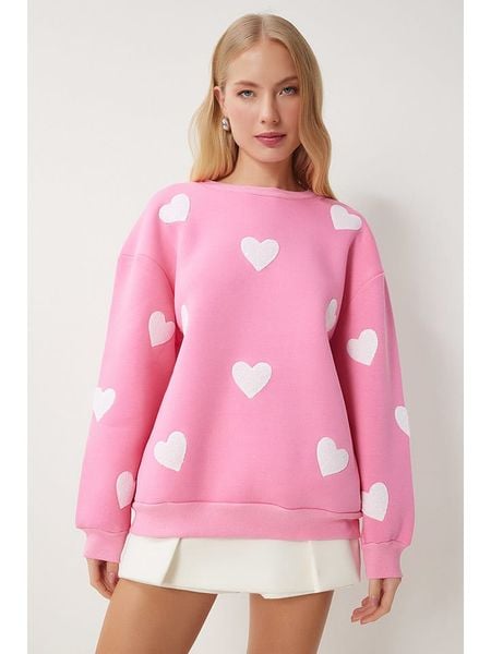 Happiness Istanbul Bluza w kolorze jasnoróżowo-białym rozmiar: 40. Białe bluzy Happiness Istanbul, bez wzorów, z bawełny, bez kaptura. Za 105,63 zł.