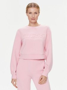 Guess Bluza Cindra V3BQ15 K7UW2 Różowy Regular Fit. Czerwone bluzy Guess, xl, z aplikacjami, z wiskozy, bez kaptura. Za 379,99 zł.