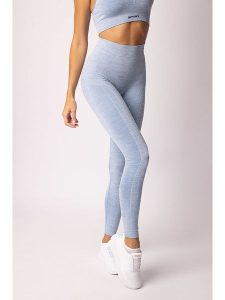 Spaio Legginsy sportowe "Melange" w kolorze błękitnym rozmiar: S. Niebieskie legginsy Spaio, bez wzorów, z materiału. Za 130,99 zł.