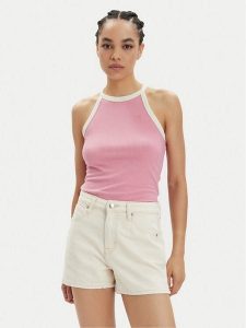 Lee Top 112350227 Różowy Slim Fit. Czerwone topy Lee, m, bez wzorów, z syntetyku, bez kołnierzyka, bez ramiączek. Za 89,99 zł.