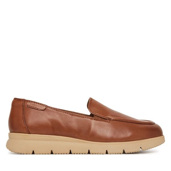 Półbuty Tamaris. Brązowe półbuty Tamaris, bez wzorów, bez obcasa, na płaskiej podeszwie, bez zapięcia. Za 199,99 zł.