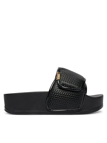 Liu Jo Klapki Mykonos 04 BA6079 EX022 Czarny. Czarne klapki Liu Jo, bez wzorów, ze skóry, bez obcasa. Za 329,99 zł.