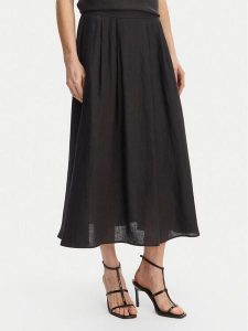 Marella Spódnica trapezowa Biada 2615101082 Czarny Regular Fit. Czarne spódnice Marella, bez wzorów, ze lnu. Za 479,99 zł.