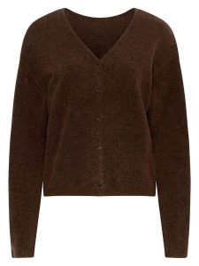 MOSS COPENHAGEN Kardigan "Milania" w kolorze ciemnobrązowym rozmiar: S/M. Brązowe kardigany Moss Copenhagen, z poliamidu. Za 236,05 zł.