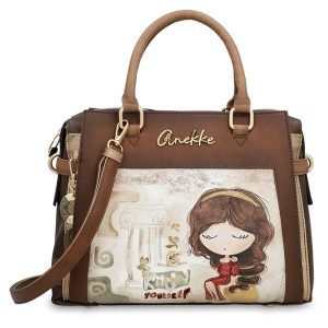 Brązowa Duża Damska Torebka Anekke. Brązowe torebki klasyczne Anekke, z aplikacjami, duże, zdobione, bez dodatków. Za 449,00 zł.