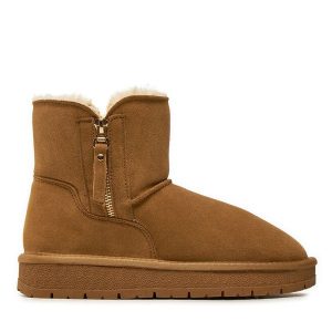 Śniegowce Lasocki. Brązowe buty zimowe Lasocki, bez obcasa, bez zapięcia. Za 189,99 zł.