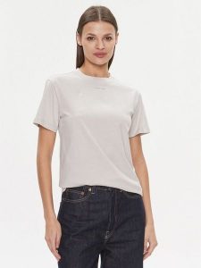 Calvin Klein T-Shirt Metallic Micro Logo T Shirt K20K206967 Beżowy Regular Fit. Brązowe t-shirty Calvin Klein, xs, bez wzorów, z bawełny, bez kołnierzyka, bez ramiączek. Za 129,99 zł.