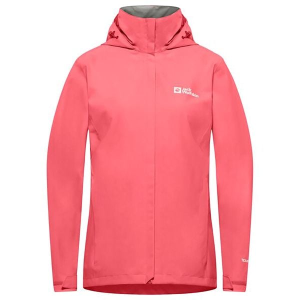 Kurtka przeciwdeszczowa damska Jack Wolfskin Trailtime 2L. Czerwone kurtki Jack Wolfskin, l, bez wzorów, bez kaptura. Za 399,99 zł.