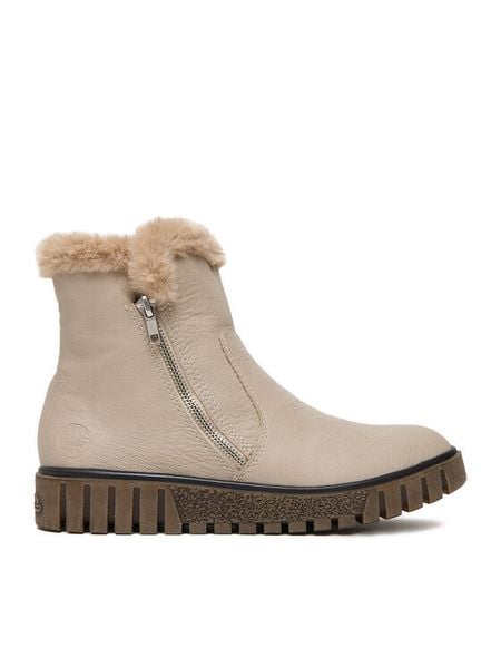 Rieker Botki Y3481-60 Beżowy. Brązowe botki Rieker, bez wzorów, z materiału, bez obcasa, na płaskiej podeszwie, bez zapięcia. Za 379,99 zł.