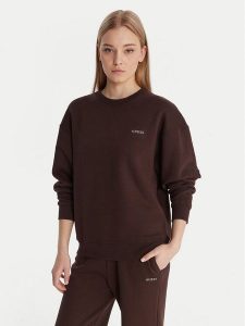 Guess Bluza V6RQ13 K9V31 Brązowy Regular Fit. Brązowe bluzy Guess, s, z aplikacjami, z bawełny, bez kaptura. Za 299,99 zł.