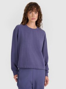 4F Bluza dresowa nierozpinana z modalem damska - granatowa L. Niebieskie bluzy 4f, l, bez wzorów, z dresówki, bez kaptura. W wyprzedaży za 149,99 zł.