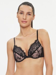 Hunkemöller Biustonosz push-up Sia Pp Push 203528 Czarny. Czarne biustonosze Hunkemöller, bez wzorów, z syntetyku. Za 109,99 zł.