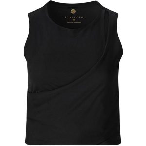 Damski tank top Athlecia Aisari. Czarne topy Athlecia, bez wzorów, sportowe, bez kołnierzyka, bez ramiączek. Za 182,50 zł.