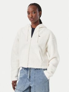 Tommy Jeans Kożuch sztuczny Teddy DW0DW23291 Kremowy Regular Fit. Białe płaszcze Tommy Jeans, l, bez wzorów, z jeansu, bez kaptura. Za 569,99 zł.