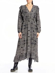 Replay Sukienka w kolorze czarno-białym rozmiar: L. Białe sukienki Replay, l, bez wzorów, bez kołnierzyka, bez ramiączek, maxi. Za 357,63 zł.