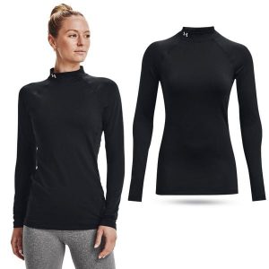 Koszulka termiczna damska Under Armour ColdGear Authentics golf. Czarne golfy Under Armour, bez wzorów. W wyprzedaży za 149,00 zł.