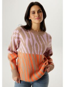 Aniston Sweter w kolorze jasnoróżowo-karmelowo-pomarańczowym rozmiar: 46. Brązowe swetry oversize Aniston, bez wzorów, bez ramiączek. Za 173,99 zł.