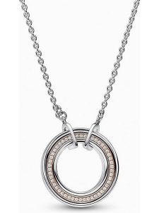 Pandora Srebrny naszyjnik z zawieszką - dł. 45 cm rozmiar: onesize. Szare naszyjniki Pandora, z cyrkonią, srebrne. Za 455,95 zł.