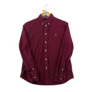 Second life - Koszula klasyczna damska jednolita Knit Oxford - Stan dobry. Czerwone koszule Ralph Lauren, l, bez wzorów, z dzianiny, bez kołnierzyka, bez ramiączek. Za 186,06 zł.