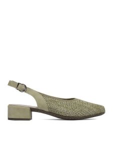 Rieker Czółenka CEO-47060-52 Zielony jasny. Zielone czółenka Rieker, bez wzorów, z materiału, bez obcasa, bez zapięcia. Za 299,99 zł.