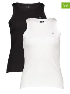 G-Star Topy (2 szt.) w kolorze biało-czarnym rozmiar: XL. Białe topy G-Star, xl, bez wzorów, retro, bez kołnierzyka, bez ramiączek. Za 131,74 zł.