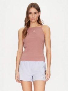 Adidas Top ALL SZN Rib JJ1222 Różowy Slim Fit. Czerwone topy ADIDAS, xs, bez wzorów, z bawełny, bez kołnierzyka, bez ramiączek. Za 89,99 zł.
