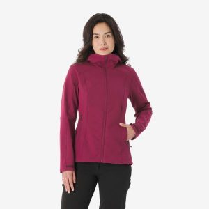 Kurtka turystyczna damska Softshell Forclaz MT500. Czarne kurtki FORCLAZ, m, bez wzorów, z polaru, bez kaptura. Za 249,99 zł.