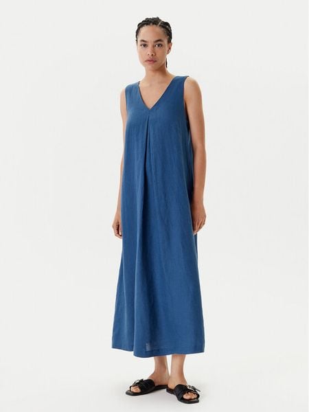 United Colors Of Benetton Sukienka letnia 4AGHDV07C Niebieski Relaxed Fit. Niebieskie kombinezony United Colors of Benetton, na lato, m, bez wzorów, ze lnu, bez kołnierzyka, bez ramiączek. Za 229,99 zł.