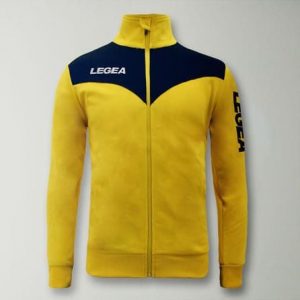 Kurtka treningowa junior Peru Specjal żółto-niebieska. Niebieskie kurtki LEGEA, bez wzorów, bez kaptura. Za 72,00 zł.