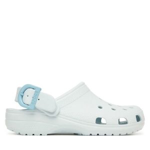 Klapki Crocs. Niebieskie klapki Crocs, bez wzorów, bez obcasa. Za 259,99 zł.