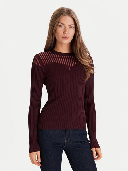 Morgan Sweter 252-MAMDO Bordowy Slim Fit. Czerwone swetry klasyczne Morgan, m, z wiskozy, bez kołnierzyka. Za 211,99 zł.