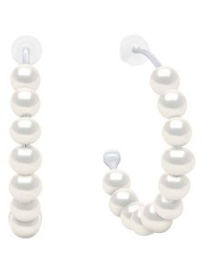Pearline Srebrne kolczyki-półkreole z perłami rozmiar: onesize. Białe kolczyki Pearline, z perłą, srebrne. Za 217,99 zł.