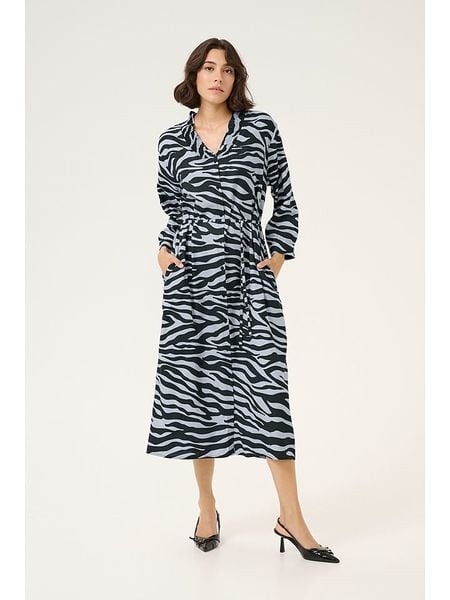 Kaffe Sukienka "Olga" w kolorze czarno-szarym rozmiar: 42. Czarne sukienki Kaffe, na co dzień, s, bez wzorów, z tkaniny, klasyczne, bez kołnierzyka, bez ramiączek, maxi, proste. Za 130,81 zł.