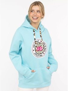 Zwillingsherz Bluza "Kelly" w kolorze turkusowym rozmiar: S/M. Niebieskie bluzy Zwillingsherz, m, bez wzorów, z kapturem. Za 246,53 zł.