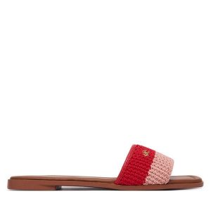 Klapki Tommy Hilfiger. Czerwone klapki TOMMY HILFIGER, bez wzorów, bez obcasa. Za 329,99 zł.